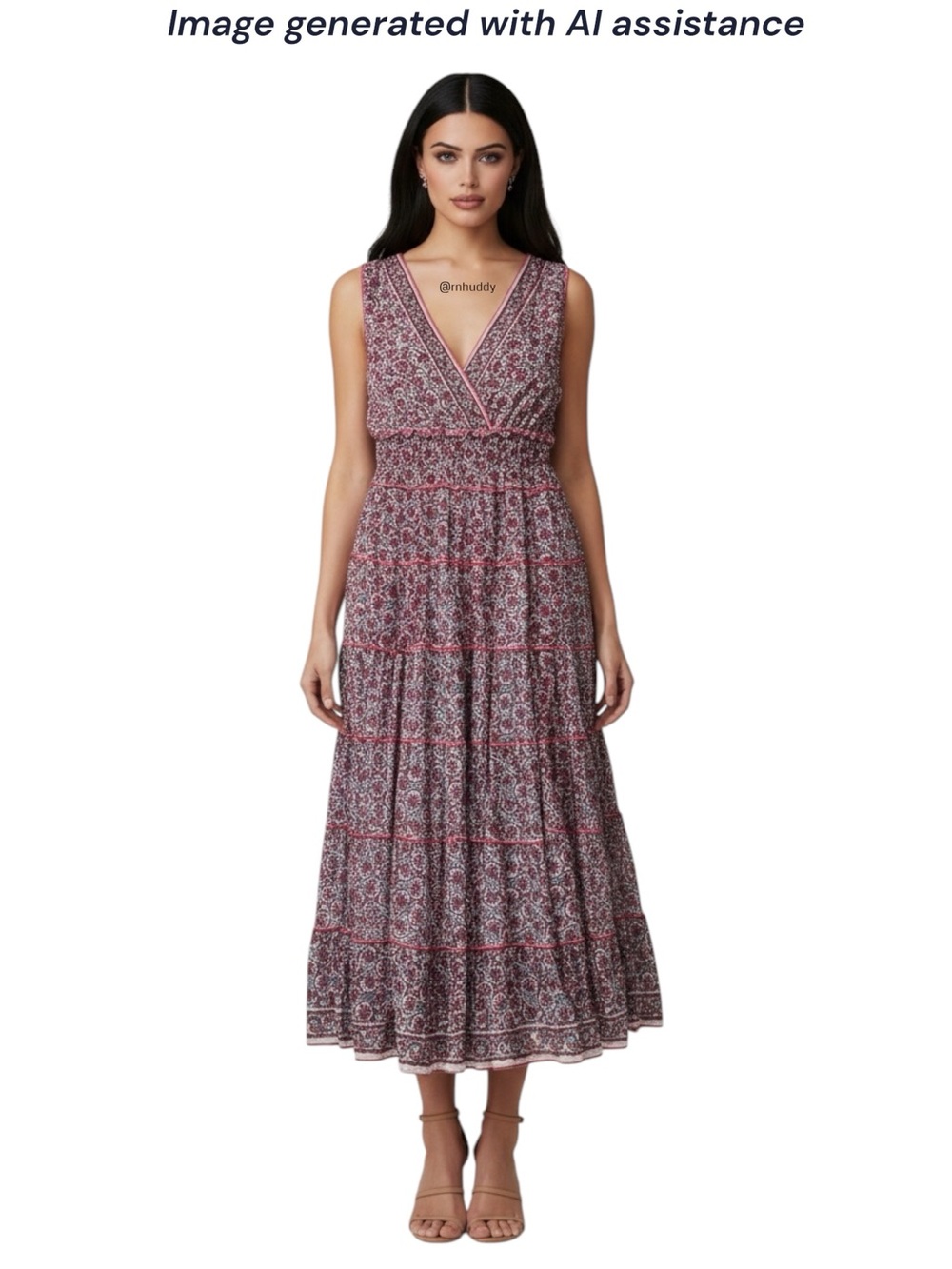 Max Studio XS tiered midi dress